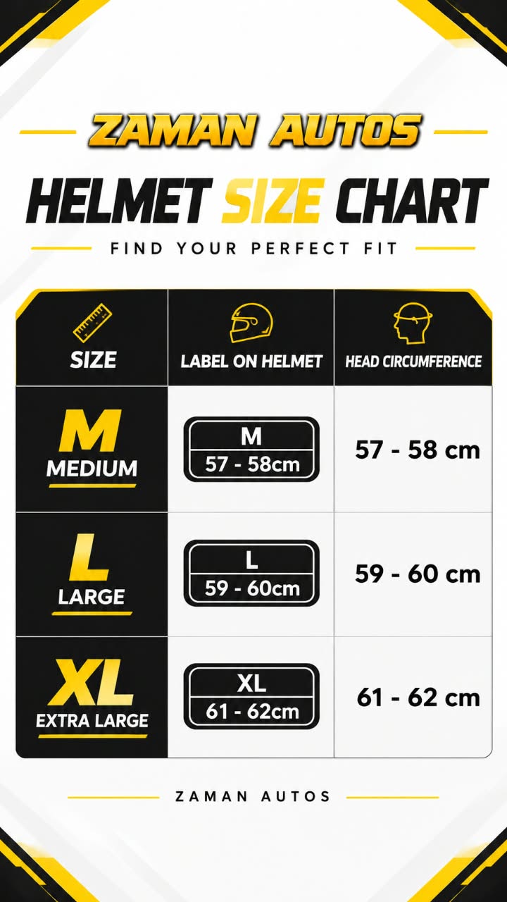 Helmet size chart