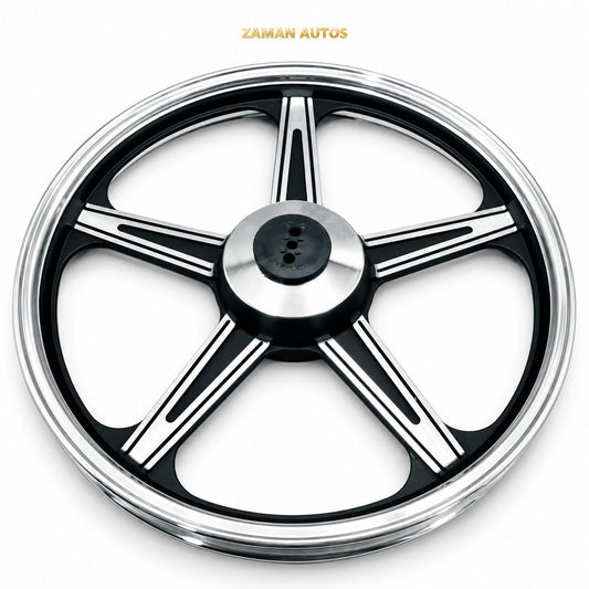 CD70 STAR SHAPE Alloy Rim Set – Silver with Black Lines